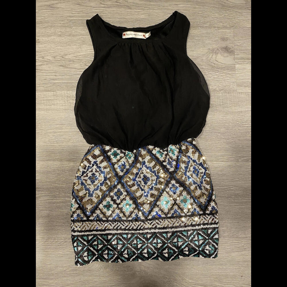 Size Small Poppies And Roses Sequin Skirt 1 Piece Dress